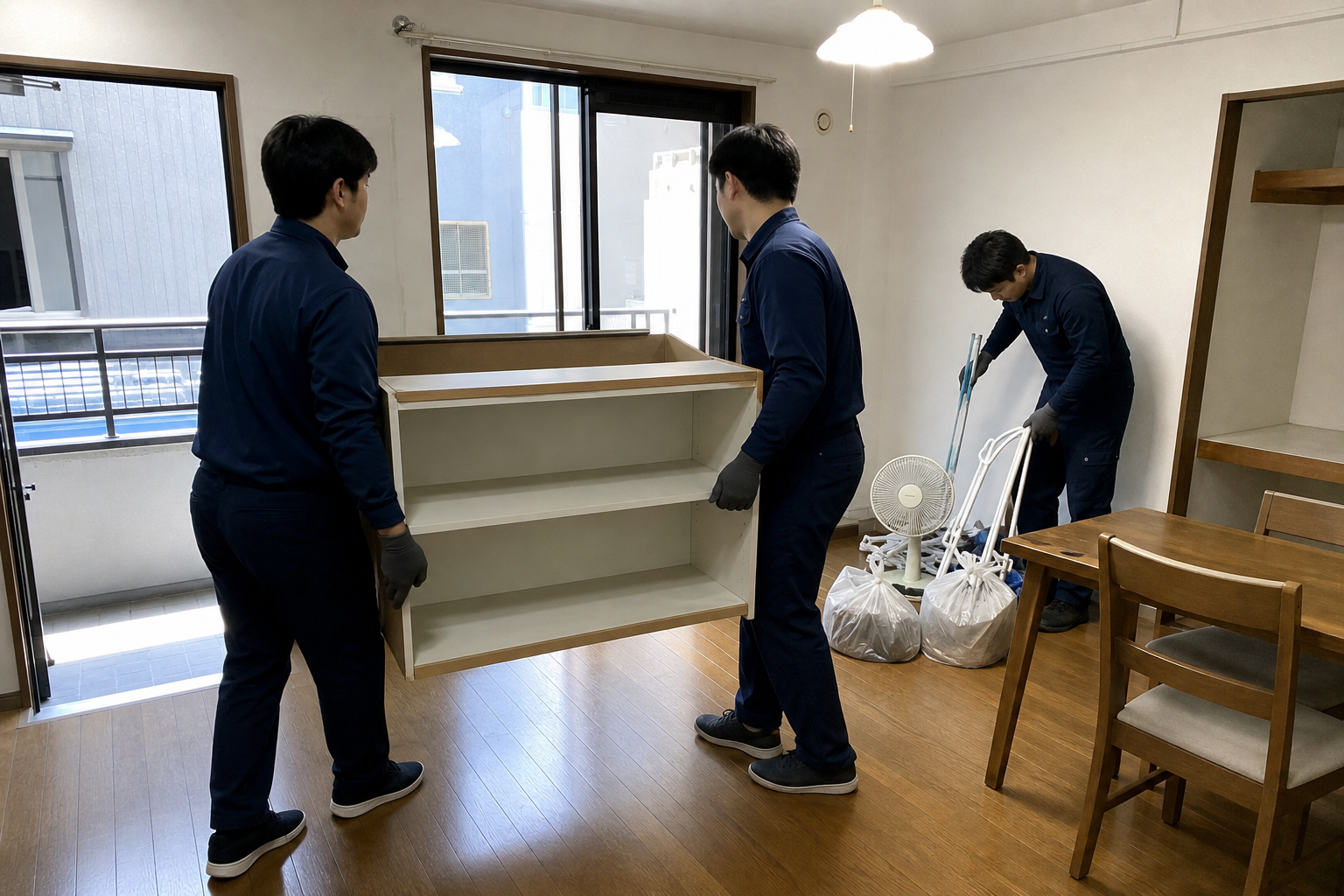 室内から家具を搬出する様子